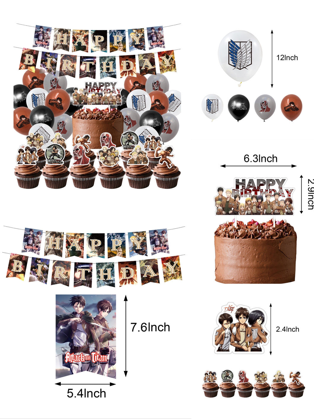 208 Anime Attack•Titan theme birthday  party decoration