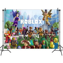 Load image into Gallery viewer, 13 Ro•blox Birthday party decorations background wall backdrops 3D printing tapestry post accessory
