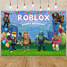 Load image into Gallery viewer, 13 Ro•blox Birthday party decorations background wall backdrops 3D printing tapestry post accessory
