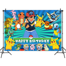 Load image into Gallery viewer, 18 Poke•Mon Birthday party decorations background wall backdrops 3D printing tapestry post accessory
