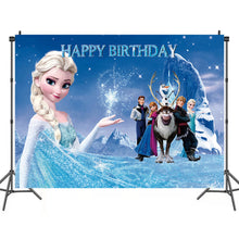 Load image into Gallery viewer, 16 Fro•zen Birthday party decorations background wall backdrops 3D printing tapestry post accessory
