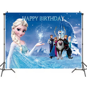 16 Fro•zen Birthday party decorations background wall backdrops 3D printing tapestry post accessory