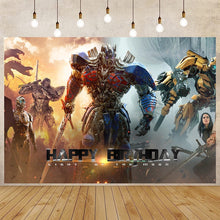 Load image into Gallery viewer, 12 Transformers Birthday party decoration background wall backdrops 3D printing tapestry post accessory
