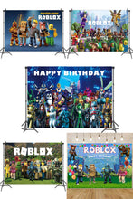 Load image into Gallery viewer, 13 Ro•blox Birthday party decorations background wall backdrops 3D printing tapestry post accessory
