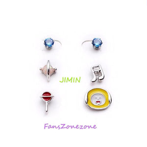 BTS earrings pink 6pieces stud alloy