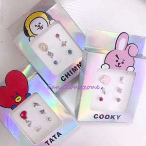 BTS earrings pink 6pieces stud alloy