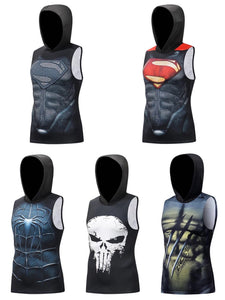 Fashion superhero printing sport clothes tight training clothes GYM singlet